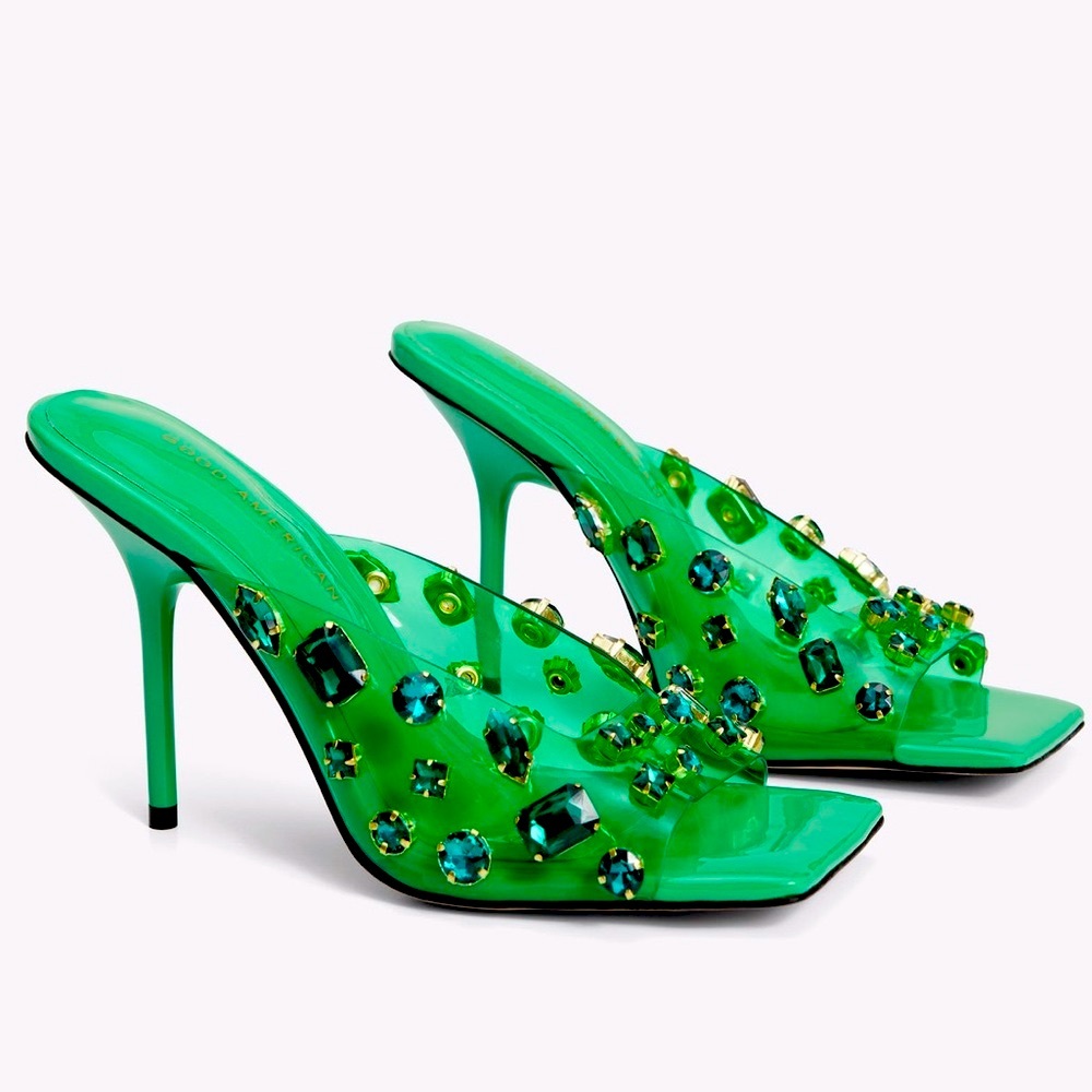 💚 NIB! Good American Jeweled Sandals - Picture 1 of 16